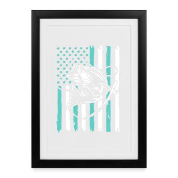 Forelle Angelhaken Angelrute Angler Anglerfisch - Gerahmtes Poster (27 × 37 cm) - Schwarz - Vorne