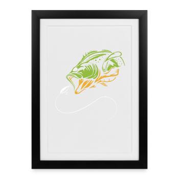 Forelle Forellenteich Angelrute Angler Anglerfisch - Gerahmtes Poster (27 × 37 cm) - Schwarz - Vorne