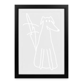 Lustiger Hund wedelt mit Schwanz - Gerahmtes Poster (27 × 37 cm) - Schwarz - Vorne