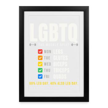 LGBTQ The Weekly Split Trainingsplan - Gerahmtes Poster (27 × 37 cm) - Schwarz - Vorne