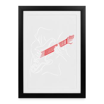 Akustikgitarre Bassist Musiker Gitarre Vintage - Gerahmtes Poster (27 × 37 cm) - Schwarz - Vorne