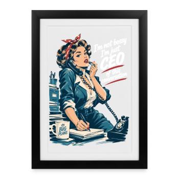 Retro Chefin: CEO of this conversation - Gerahmtes Poster (27 × 37 cm) - Schwarz - Vorne