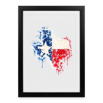 Texas Spray Flag Splash - Gerahmtes Poster (27 × 37 cm) - Schwarz - Vorne
