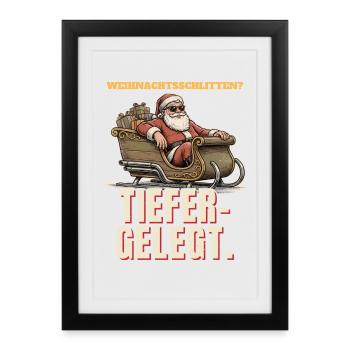 Weihnachtsmann - Tiefergelegt - Gerahmtes Poster (27 × 37 cm) - Schwarz - Vorne