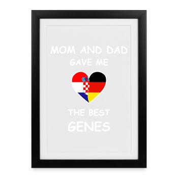Croatia Germany Genes Heart White - Gerahmtes Poster (27 × 37 cm) - Schwarz - Vorne