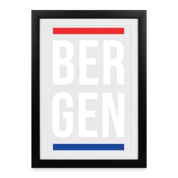 Bergen Bold Block-Typografie - Gerahmtes Poster (27 × 37 cm) - Schwarz - Vorne