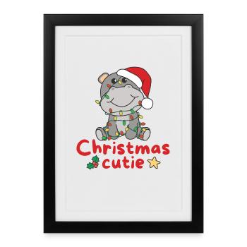 Hippo Weihnachten Nielpferde Christmas Cutie - Gerahmtes Poster (27 × 37 cm) - Schwarz - Vorne