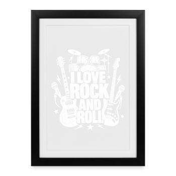 Ich liebe Rock'n'Roll-Musikband Retro - Gerahmtes Poster (27 × 37 cm) - Schwarz - Vorne