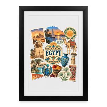 Ägypten Reisesticker - Gerahmtes Poster (27 × 37 cm) - Schwarz - Vorne