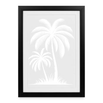 Palmen Meerweh inklusive für die Meer Seele - Gerahmtes Poster (27 × 37 cm) - Schwarz - Vorne