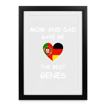 Portugal Germany Genes Heart White - Gerahmtes Poster (27 × 37 cm) - Schwarz - Vorne