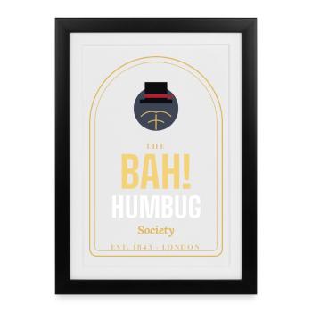 Bah! Humbug Society lustiger Weihnachtspullover - Gerahmtes Poster (27 × 37 cm) - Schwarz - Vorne