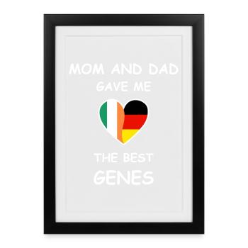 Irland Deutschland Wurzeln - The Best Genes - Gerahmtes Poster (27 × 37 cm) - Schwarz - Vorne