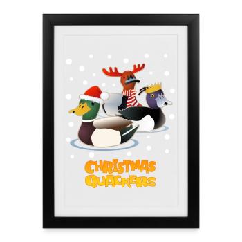 Weihnachtsquacker – Weihnachtsenten - Gerahmtes Poster (27 × 37 cm) - Schwarz - Vorne