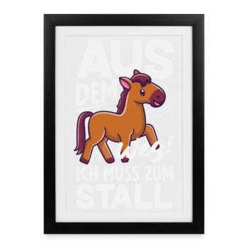 Lustiges Pferdemädchen & Reiter Spruch Geschenke - Gerahmtes Poster (27 × 37 cm) - Schwarz - Vorne