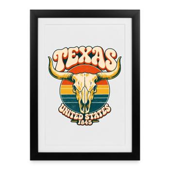 Texas Retro Sonnenuntergang - Gerahmtes Poster (27 × 37 cm) - Schwarz - Vorne