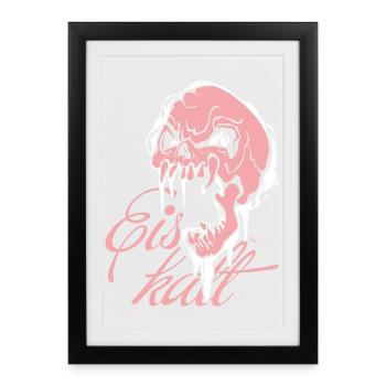 Skelett Eiskalt Pink - Gerahmtes Poster (27 × 37 cm) - Schwarz - Vorne