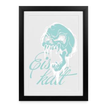 Skelett Eiskalt Blau - Gerahmtes Poster (27 × 37 cm) - Schwarz - Vorne