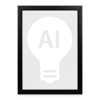 Glühbirne - Künstliche Intelligenz Cyber-Intelligz - Gerahmtes Poster (27 × 37 cm) - Schwarz - Vorne