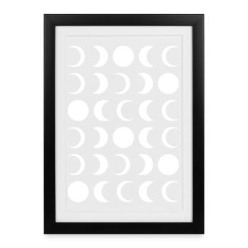 Gitter der Mondphasen - Gerahmtes Poster (27 × 37 cm) - Schwarz - Vorne
