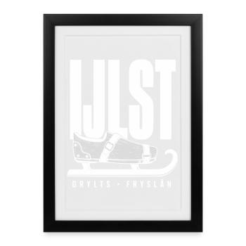 IJlst Drylts Friesland Holzschlittschuh Design - Gerahmtes Poster (27 × 37 cm) - Schwarz - Vorne