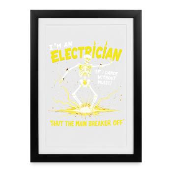 Elektriker schaltet den Hauptschalter ab. Humor - Gerahmtes Poster (27 × 37 cm) - Schwarz - Vorne