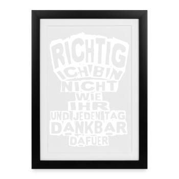 Starker Spruch: Richtig ich bin nicht wie ihr... - Gerahmtes Poster (27 × 37 cm) - Schwarz - Vorne