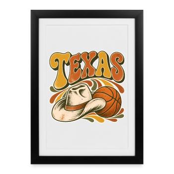 Texas Retro Hoop Cowboy - Gerahmtes Poster (27 × 37 cm) - Schwarz - Vorne