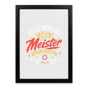 Meisterprüfung bestanden Meister - Gerahmtes Poster (27 × 37 cm) - Schwarz - Vorne
