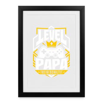 Level Vater freigeschaltet - Gerahmtes Poster (27 × 37 cm) - Schwarz - Vorne
