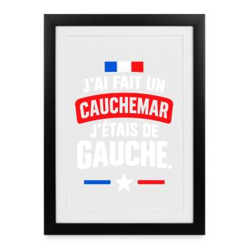 Albtraumlinks-Französischer Slogan - Gerahmtes Poster (27 × 37 cm) - Schwarz - Vorne