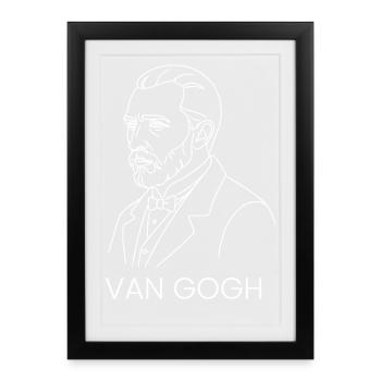 Van Gogh Line Porträt-T-Shirt - Gerahmtes Poster (27 × 37 cm) - Schwarz - Vorne