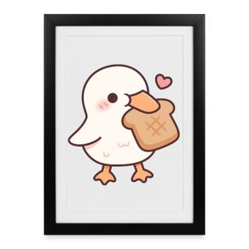 Süße Ente liebt Brot-Toast - Gerahmtes Poster (27 × 37 cm) - Schwarz - Vorne