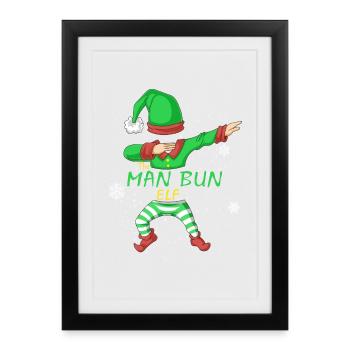 Man Bun Elf passendes Familien-Weihnachtskleidungshemd - Gerahmtes Poster (27 × 37 cm) - Schwarz - Vorne