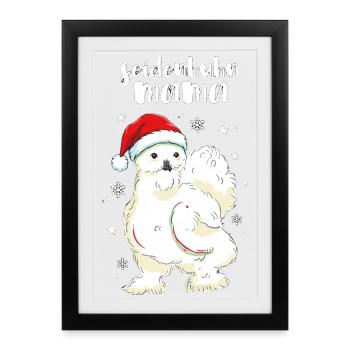 Seidenhuhn Mama Huhn Hühnerhalterin Weihnachten - Gerahmtes Poster (27 × 37 cm) - Schwarz - Vorne