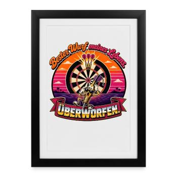 Bester Wurf meines Lebens Dartcartoon - Gerahmtes Poster (27 × 37 cm) - Schwarz - Vorne