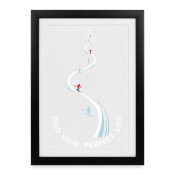 Find Your Perfect Line Skifahrer Silhouette  - Gerahmtes Poster (27 × 37 cm) - Schwarz - Vorne