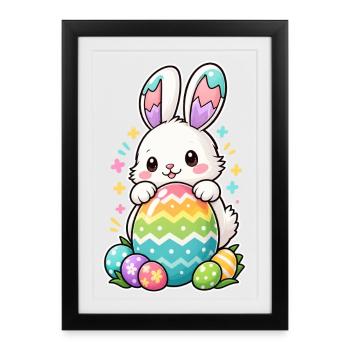 Kinder-Osterhasen-Familieneiersuche - Gerahmtes Poster (27 × 37 cm) - Schwarz - Vorne