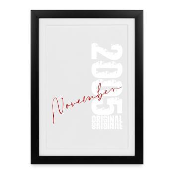 21. Geburtstag Geschenk November Original 2005 - Gerahmtes Poster (27 × 37 cm) - Schwarz - Vorne
