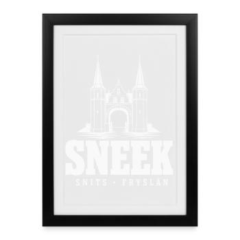 Sneek Snits Waterpoort Friesland Hoodie, Shirt - Gerahmtes Poster (27 × 37 cm) - Schwarz - Vorne