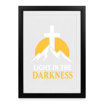 Licht-in-der-Dunkelheit-Bergkreuz - Gerahmtes Poster (27 × 37 cm) - Schwarz - Vorne