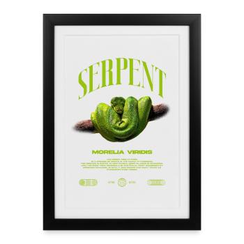 Green Tree Python Modern Reptile Keeper Streetwear - Gerahmtes Poster (27 × 37 cm) - Schwarz - Vorne
