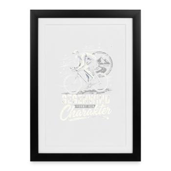Gegenwind Formt Den Charakter Rennrad Retro Spruch - Gerahmtes Poster (27 × 37 cm) - Schwarz - Vorne