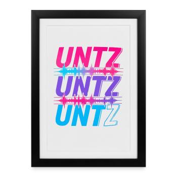 UNTZ UNTZ UNTZ Techno Raver Goa Trance Festival - Gerahmtes Poster (27 × 37 cm) - Schwarz - Vorne