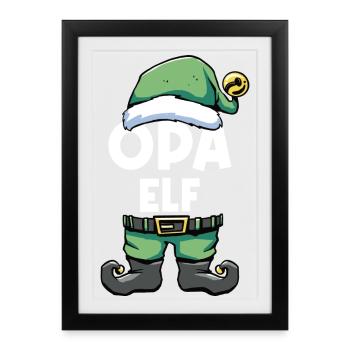 Opa Elf Weihnachtself Elfe Weihnachtsoutfit Set - Gerahmtes Poster (27 × 37 cm) - Schwarz - Vorne