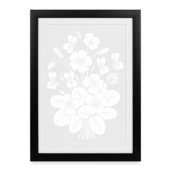Blumenstrauß-Silhouette - Gerahmtes Poster (27 × 37 cm) - Schwarz - Vorne
