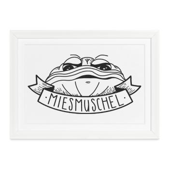 Miesmuschel – Minimalistisches Meeresfrüchte Desig - Gerahmtes Poster (37 × 27 cm) - Weiß - Vorne