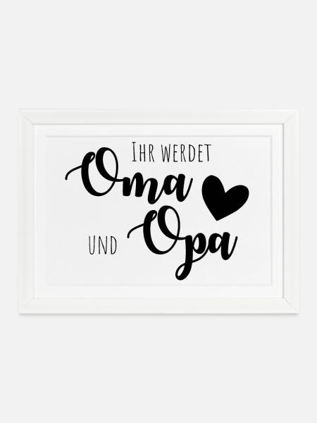 Ihr werdet Oma und Opa! - Gerahmtes Poster (37 × 27 cm) - Weiß