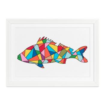 Barsch Angler Design Barschangeln Barsche Angeln - Gerahmtes Poster (37 × 27 cm) - Weiß - Vorne