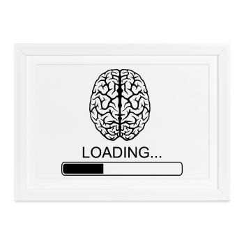 Brain Sprüche Spruch lustig witzig Breakfast Witz - Gerahmtes Poster (37 × 27 cm) - Weiß - Vorne